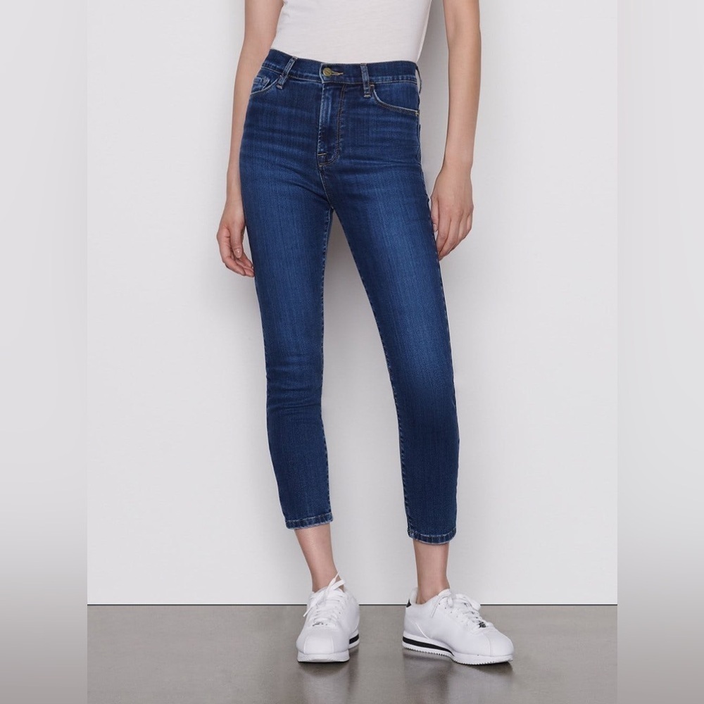 Frame Ali High Rise Cigarette Lupine‎ Dark Wash Stretch Jeans
